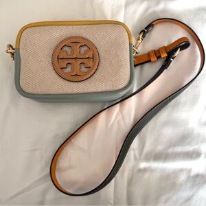 Tory Burch Tan and Green Crossbody Bag